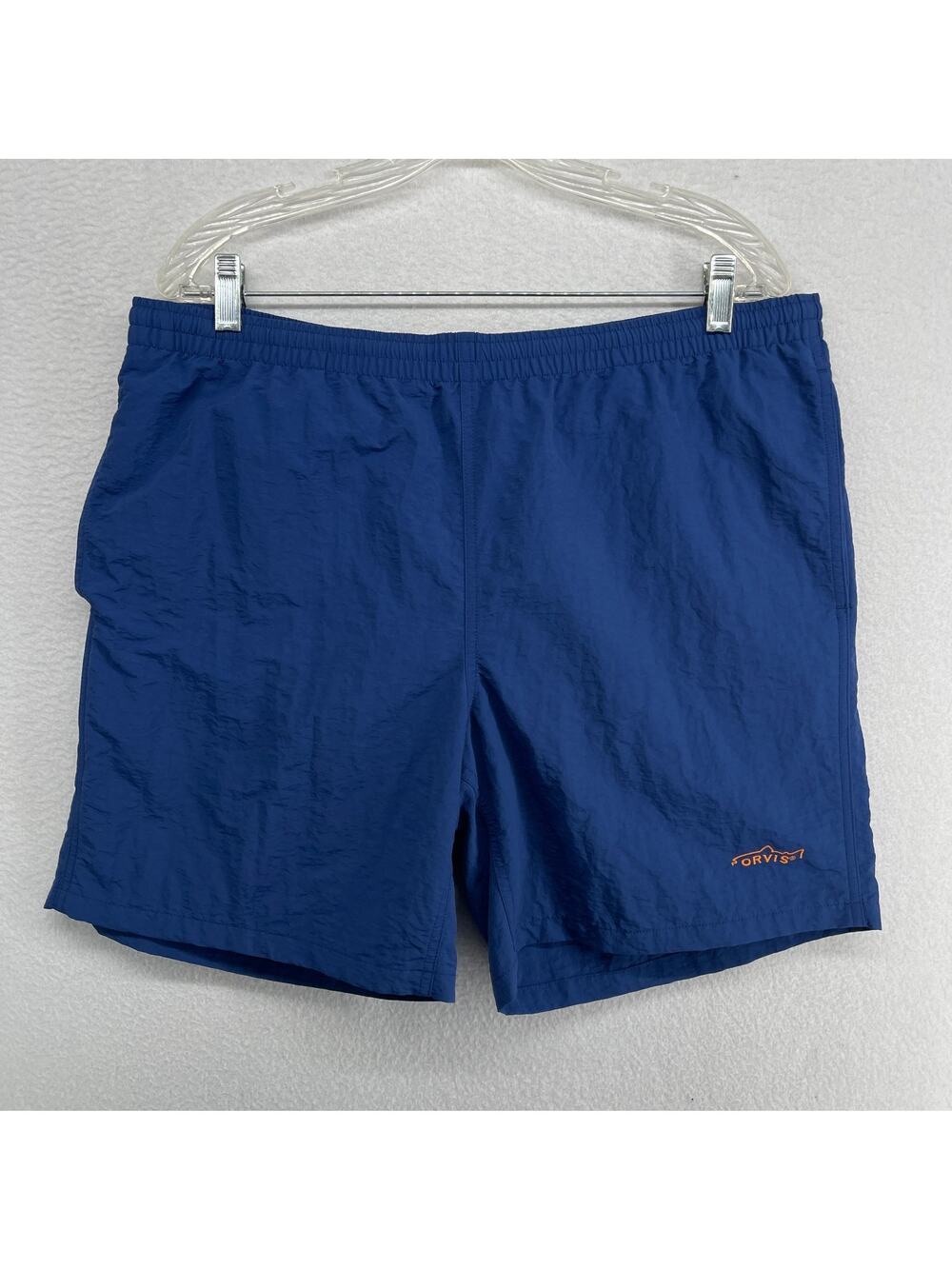 ORVIS Shorts Men L Ultralight Swim Trunk 7" Boardshort Built in Brief Nylon Blue